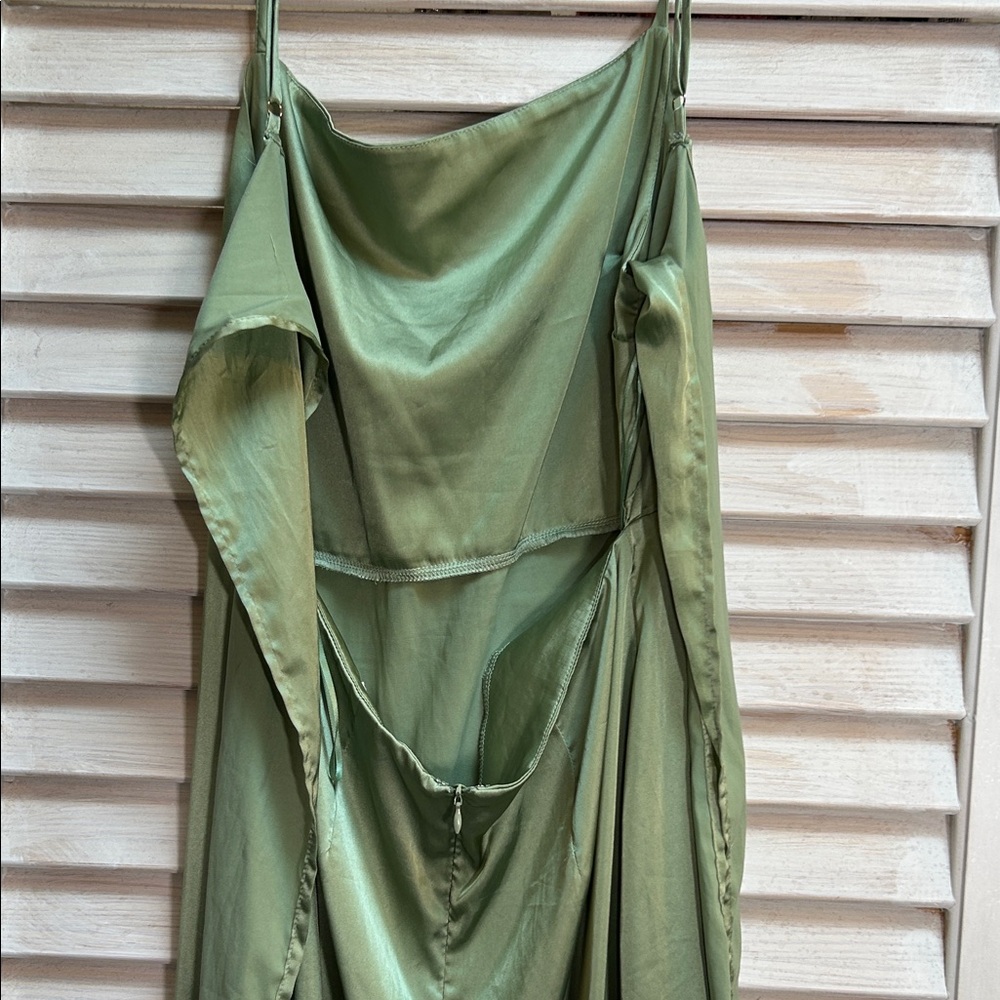 12th Tribe Asymmetrical Sage Fringe Dress - Picture 8 of 8